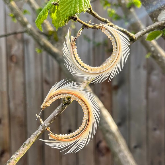 Fringe Hoop Earrings - Natural - Picture 4 of 5